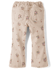 Toddler Girls Floral High Rise Flare Jeans