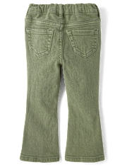 Toddler Girls Garment Dyed High Rise Flare Jeans