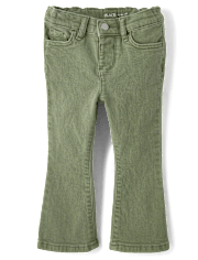 Toddler Girls Garment Dyed High Rise Flare Jeans