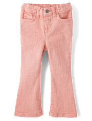 Toddler Girls Garment Dyed High Rise Flare Jeans
