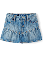 Toddler Girls Denim Ruffle Skort