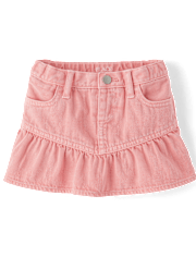 Toddler Girls Garment Dyed Denim Ruffle Skort