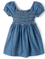 Baby And Toddler Girls Chambray Smocked Dress