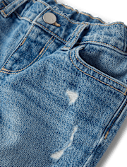 Toddler Girls Ripped Roll Cuff Straight Jeans