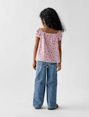 Toddler Girls Bow Wide Leg Jeans