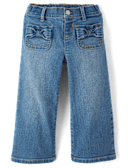 Toddler Girls Bow Wide Leg Jeans