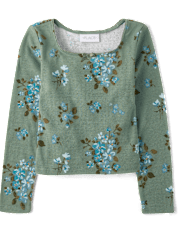 Girls Floral Pointelle Baby Tee