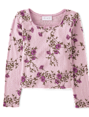 Girls Floral Pointelle Baby Tee