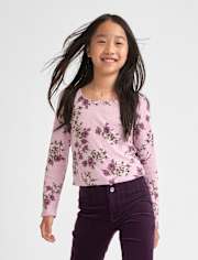 Girls Floral Pointelle Baby Tee