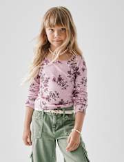 Girls Floral Pointelle Baby Tee