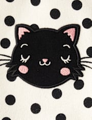 Ensemble 2 pièces pour petite fille avec motif chat appliqué