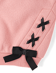Toddler Girls Lace Up Premium Fleece Sweatshirt