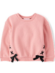 Toddler Girls Lace Up Premium Fleece Sweatshirt
