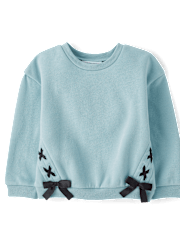 Toddler Girls Lace Up Premium Fleece Sweatshirt