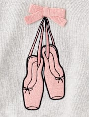 Toddler Girls Embroidered Ballet Slippers Sweater