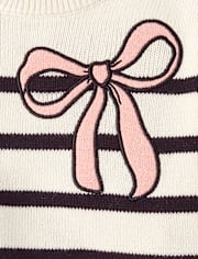 Toddler Girls Striped Sequin Bow Sweater