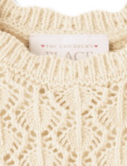Toddler Girls Scalloped Pointelle Sweater