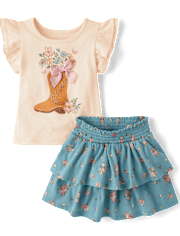 Toddler Girls Cowgirl Boot 2-Piece Outfit Set