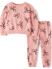 Toddler Girls Print Fleece 2-Piece Outfit Set