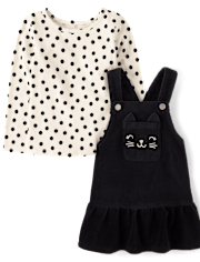 Toddler Girls Cat Skirtall 2-Piece Outfit Set