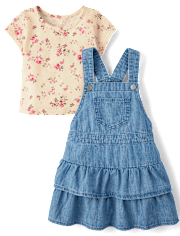 Toddler Girls Tiered Skirtall 2-Piece Outfit Set