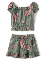 Toddler Girls Floral Ruffle 2-Piece Outfit Set