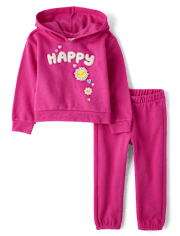 Ensemble 2 pièces en polaire graphique pour petite fille
