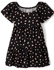 Girls Print Tiered Dress
