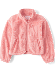 Girls Heavyweight Sherpa Zip Up Jacket