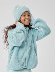 Veste zippée en sherpa épais pour fille