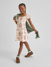 Robe imprimée ajustée et évasée pour fille