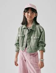 Girls Garment Dyed Denim Jacket