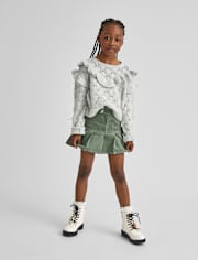 Girls Pleated Corduroy Skort