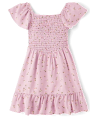 Robe à volants et smocks fleuris pour fille