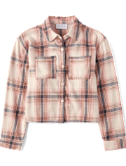 Girls Plaid Flannel Button Up Shirt