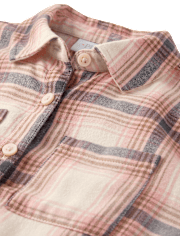 Girls Plaid Flannel Button Up Shirt