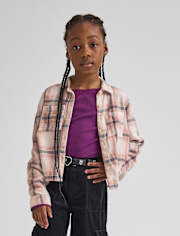 Girls Plaid Flannel Button Up Shirt
