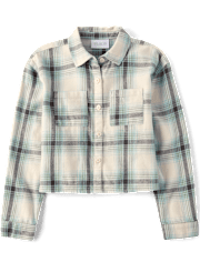 Girls Plaid Flannel Button Up Shirt