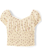 Girls Floral Smocked Top