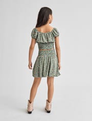 Girls Floral Smocked Bubble Skirt