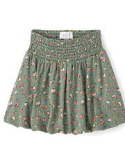 Girls Floral Smocked Bubble Skirt