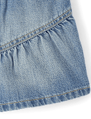 Girls Denim Ruffle Skort