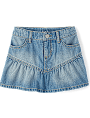 Girls Denim Ruffle Skort