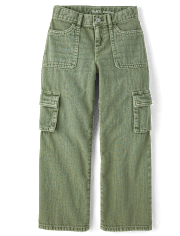 Girls Garment Dyed Baggy Cargo Jeans