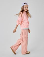 Jean cargo ample teint en pièce pour fille