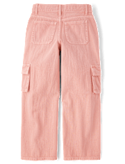 Girls Garment Dyed Baggy Cargo Jeans