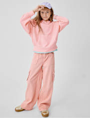 Jean cargo ample teint en pièce pour fille