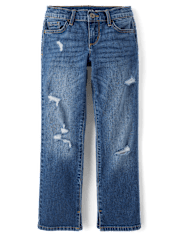 Jeans droits déchirés pour filles