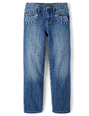 Girls Studded Slouchy Jeans
