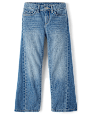 Girls Contrast Inset Wide Leg Jeans